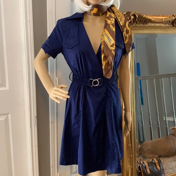 NWT NAVY BELTED DRESS - Picture 2 of 10